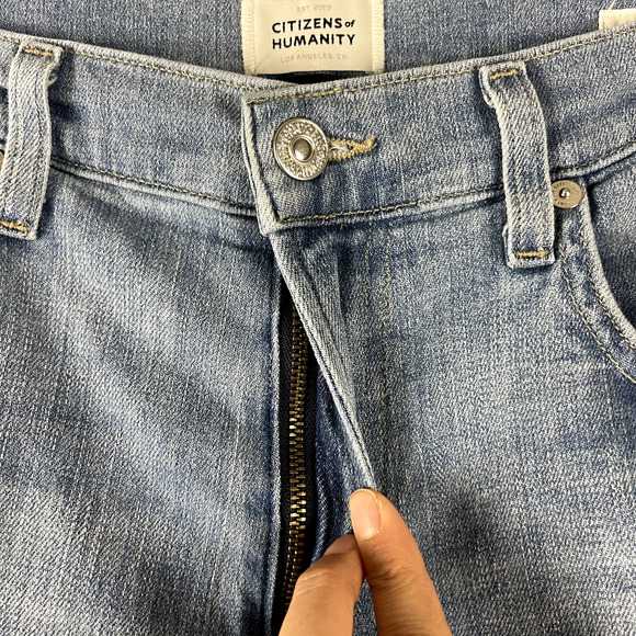 Citizens of Humanity Isola Crop Bootcut Jean Women 27 Blue Raw Hem Light Wash - Picture 5 of 16